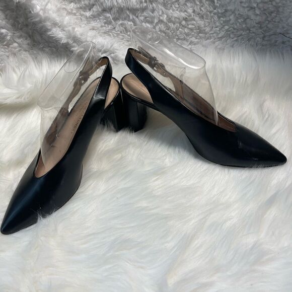 Chinese Laundry leather black heels with adjustable strap pointed toe SZ9.5 - Picture 2 of 8